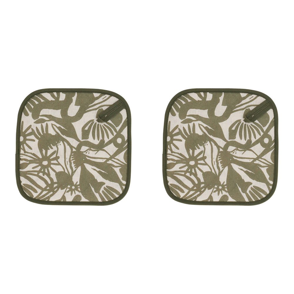 2PK Annabel Trends Linen Pot Holder Square 20x20cm - Abstract Gum