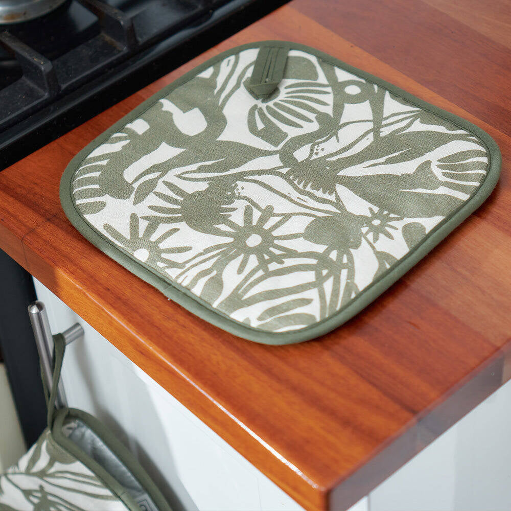 2PK Annabel Trends Linen Pot Holder Square 20x20cm - Abstract Gum