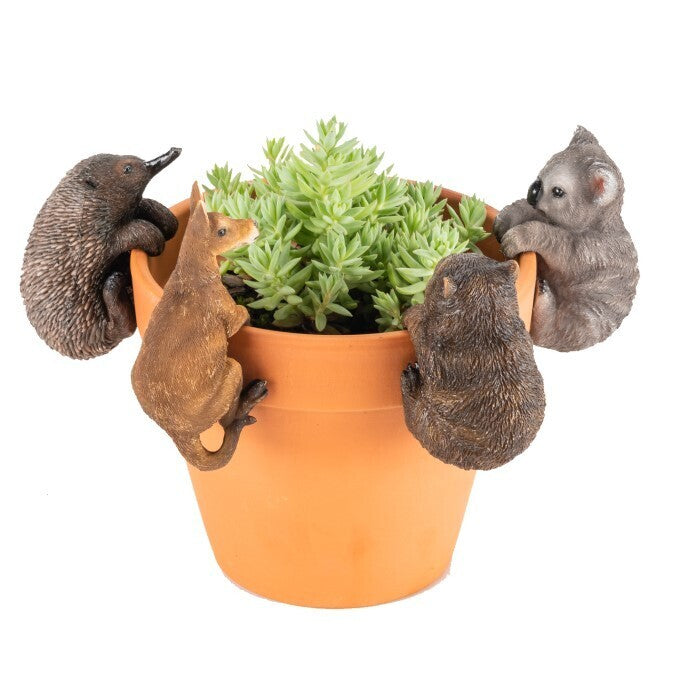 4x Aussie Animal Pot Planter Sitter Ornament Decor - Assorted