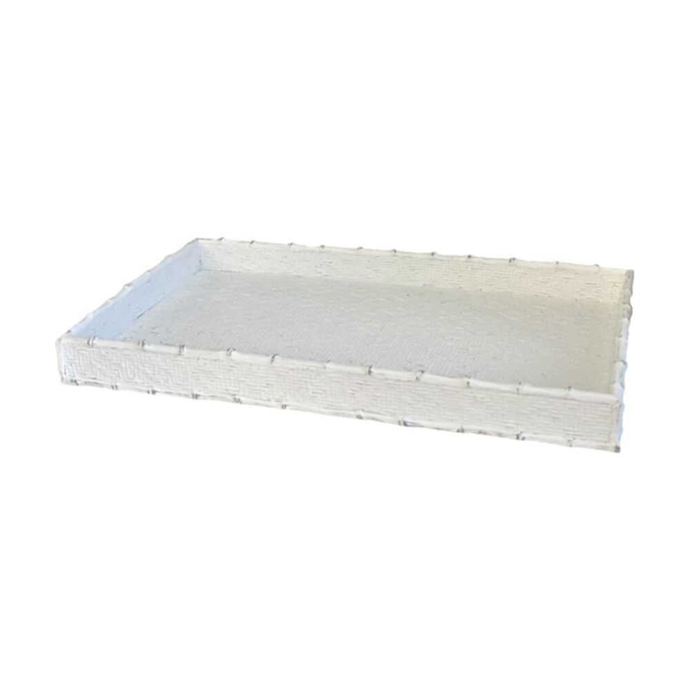 2PK SS Collective Singapore White Weave Tray Rectangular Woven Design 32x20cm