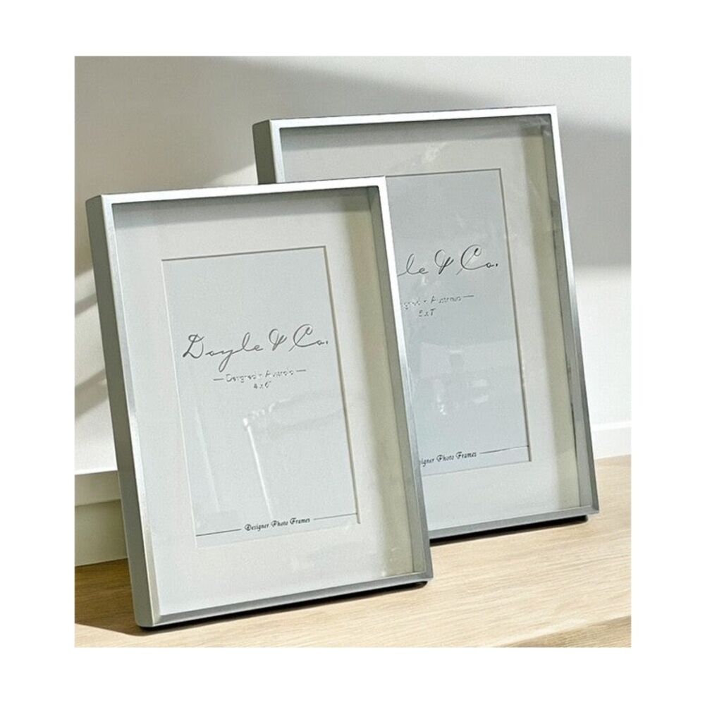 SS Collective Silver Chrome Stately Shadow Box Rectangle Photo Frame 4x6