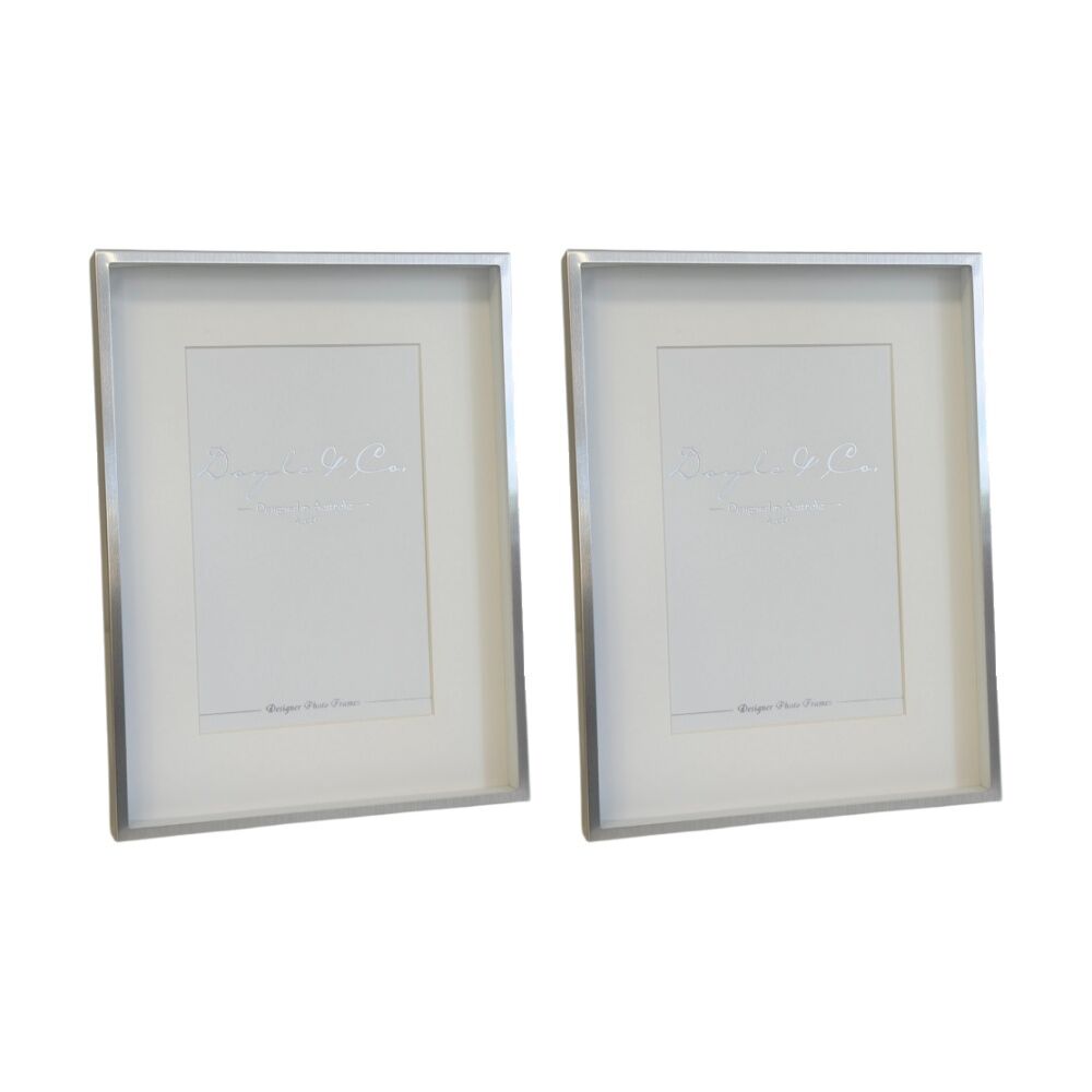 2PK SS Collective Silver Chrome Stately Shadow Box Rectangle Photo Frame 4x6