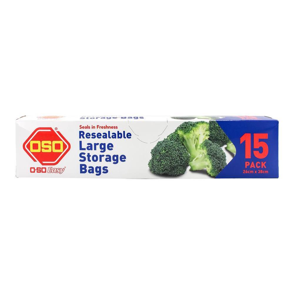 180pc Oso Easy Resealable Plastic Large Storage Bags Clear 26x38cm