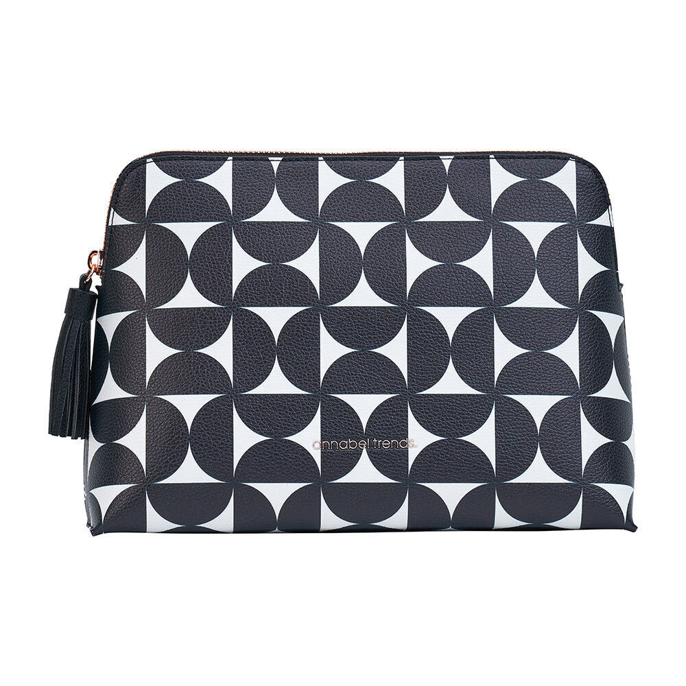 2PK Annabel Trends Vanity Bag Large 25x18cm - Black White Geometric