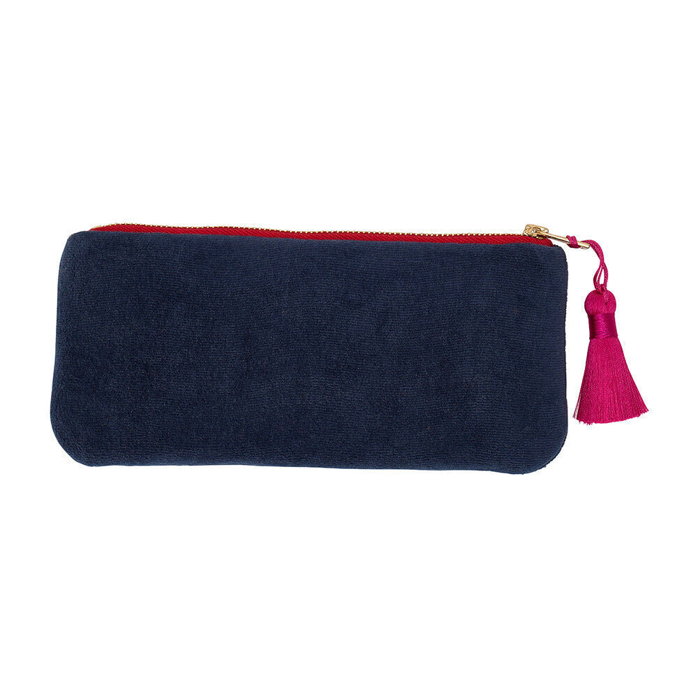 2PK Annabel Trends Velvet Makeup Pouch Travel Organiser 20.5cm Sapphire Blue