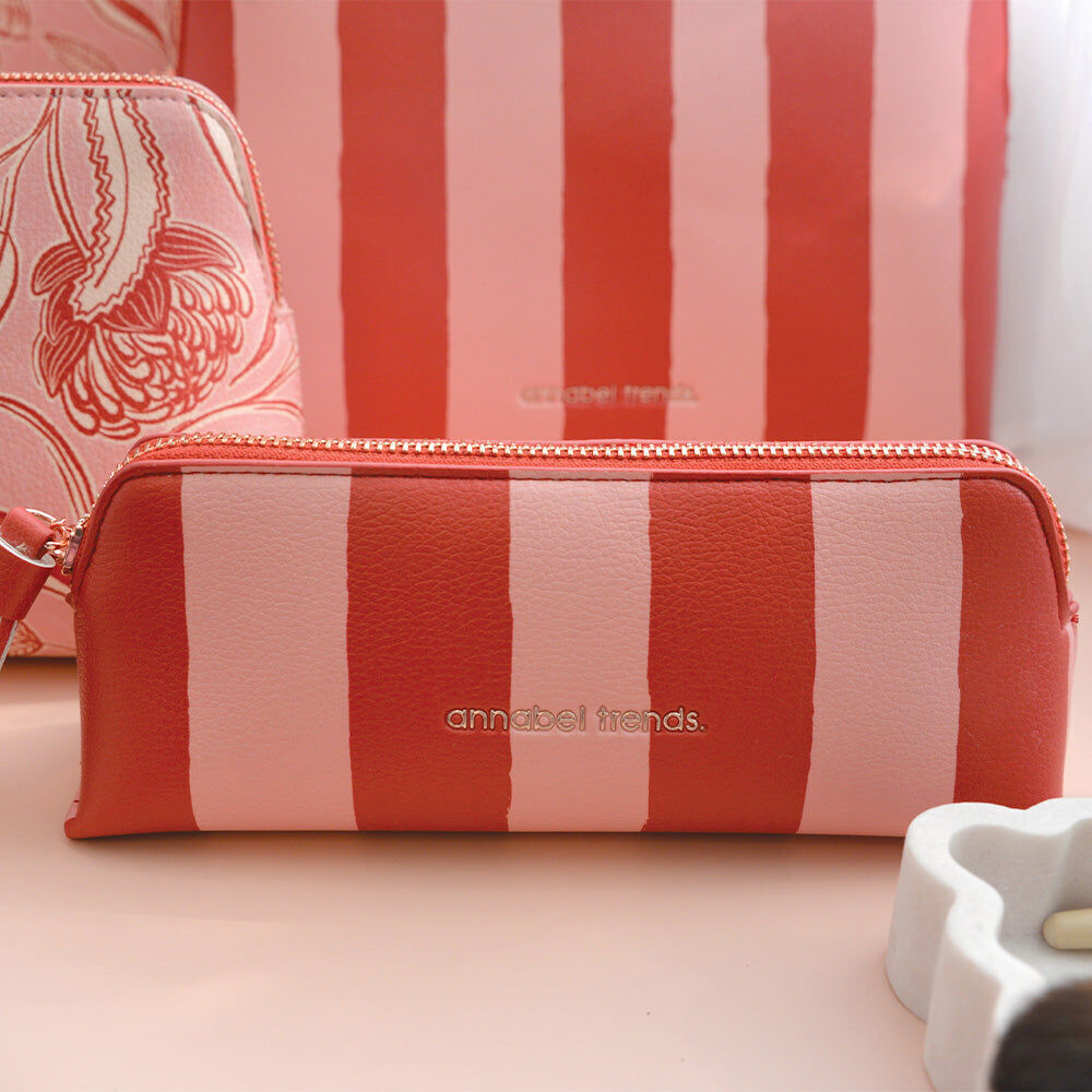 2PK Annabel Trends Vanity Bag Mini Storage Organiser 21x8cm Red Stripe
