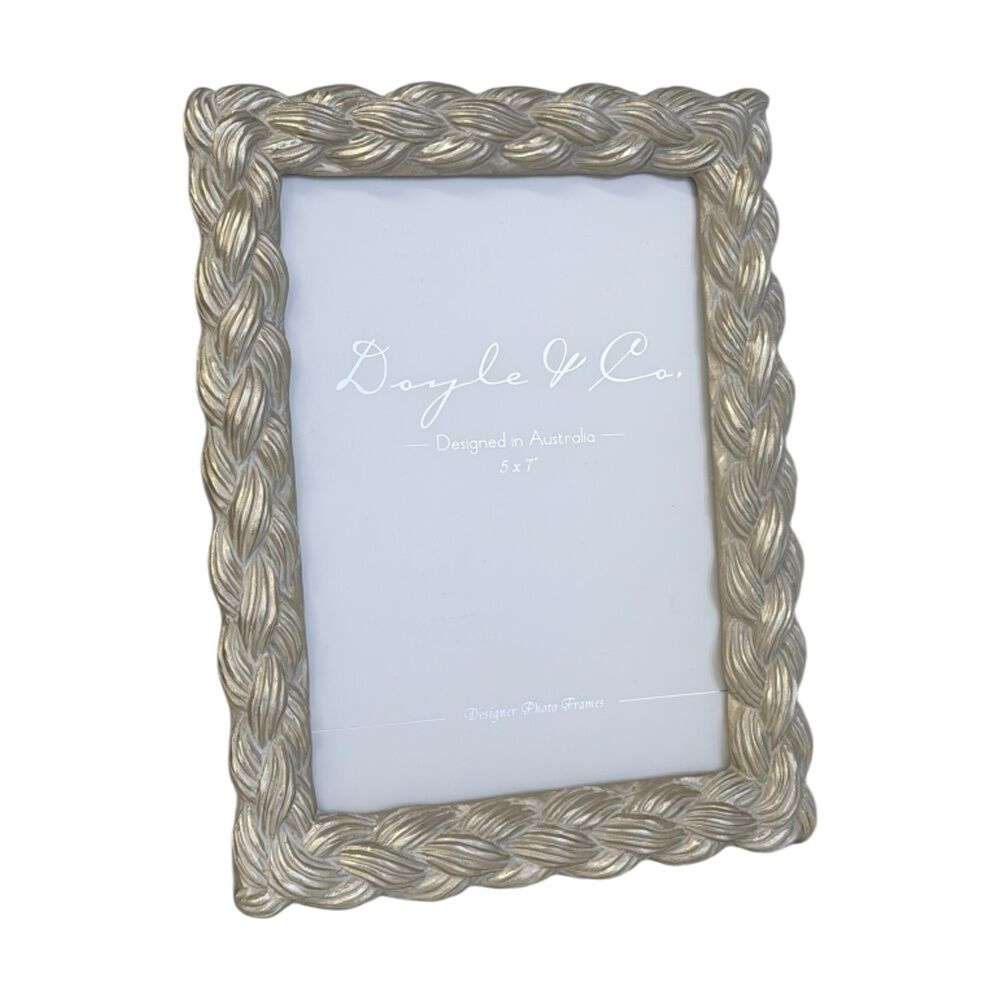 SS Collective Silver Plait Textured Resin Rectangle Photo Frame 5x7