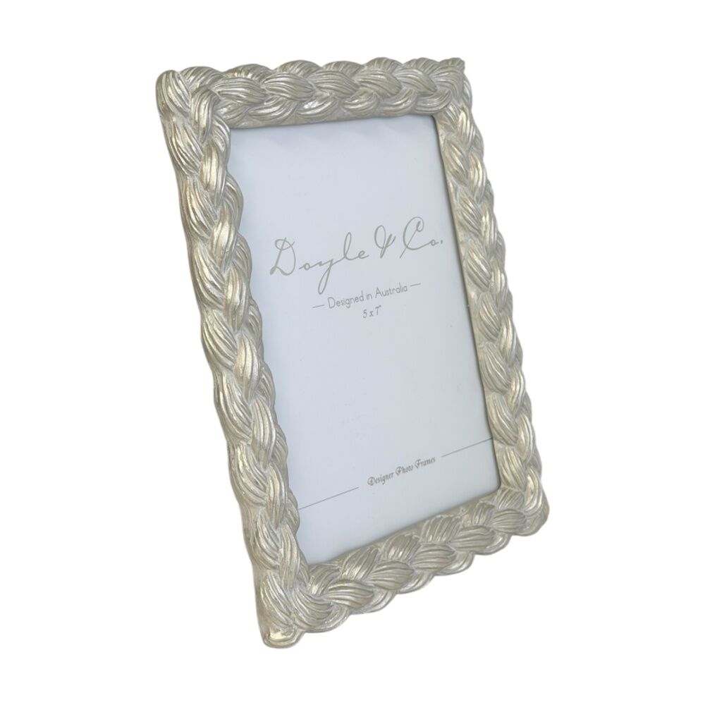 SS Collective Silver Plait Textured Resin Rectangle Photo Frame 5x7