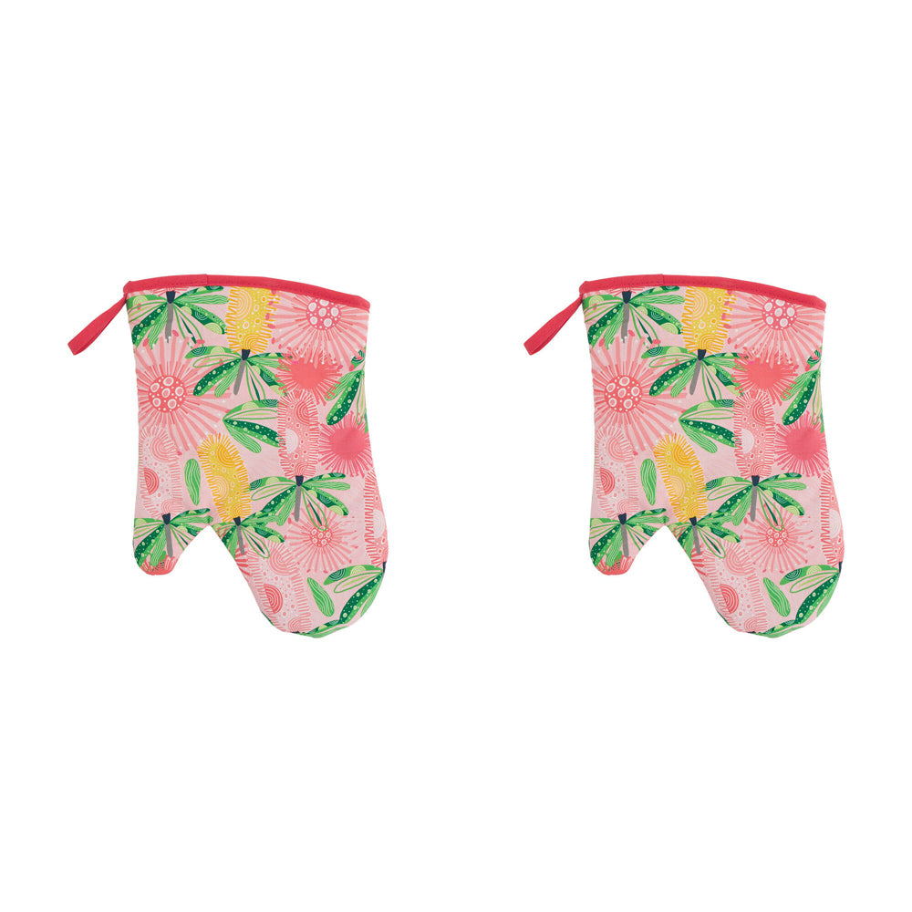 2PK Annabel Trends Cotton Single Oven Mitt 18x26cm - Pink Banksia