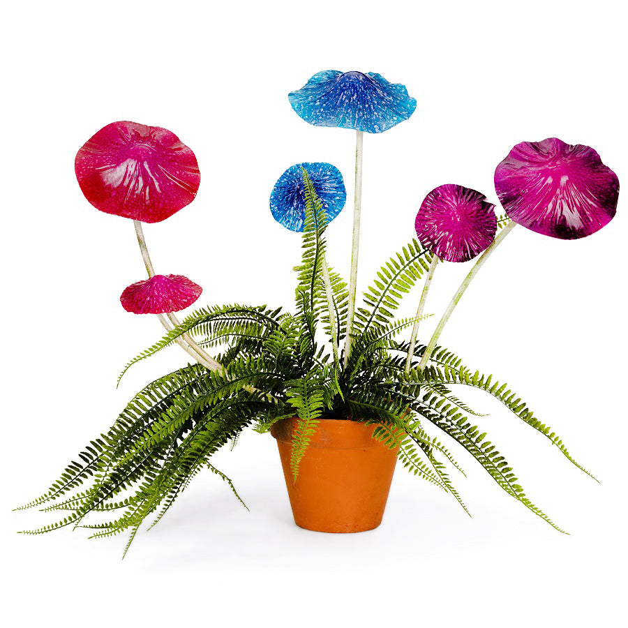 3x Fairy 53cm Metal Double Mushroom w/ Sprung Head - Assorted