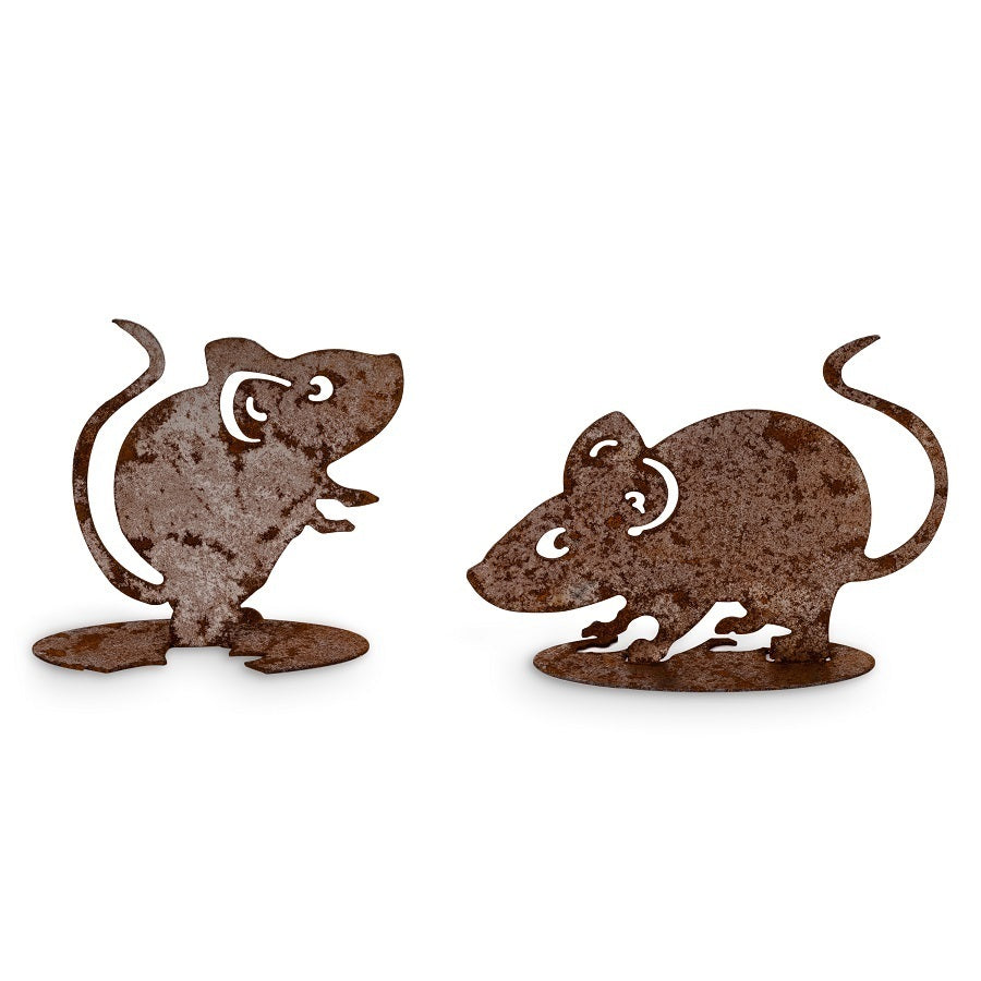 12x Silhouette Mouse Rust Metal Ornament Large - Assorted