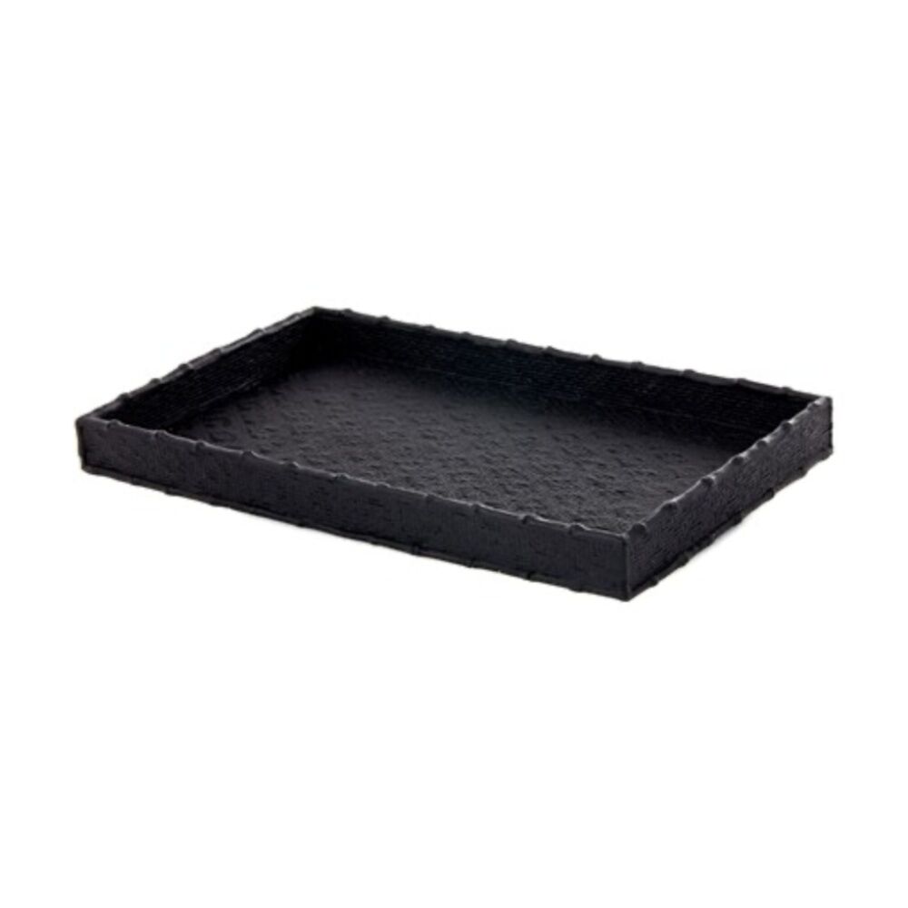 2PK SS Collective Black Weave Rectangle Tray Poly Resin Bathroom Decor 32x19cm
