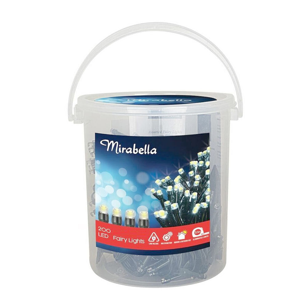 3PK Mirabella 200 LED Fairy Lights Warm White 18.9m Wall Plug