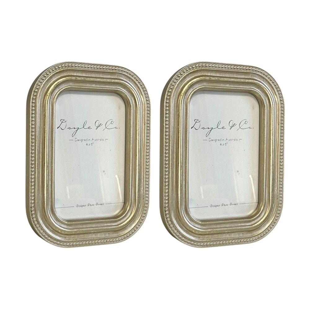 2PK SS Collective Gold Ridged Textured Beaded Rectangle Photo Frame 4x6