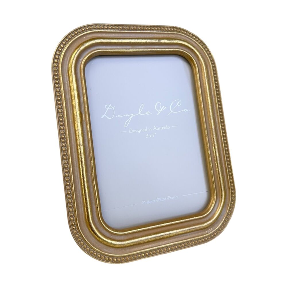 2PK SS Collective Gold Ridged Textured Beaded Rectangle Photo Frame 5x7