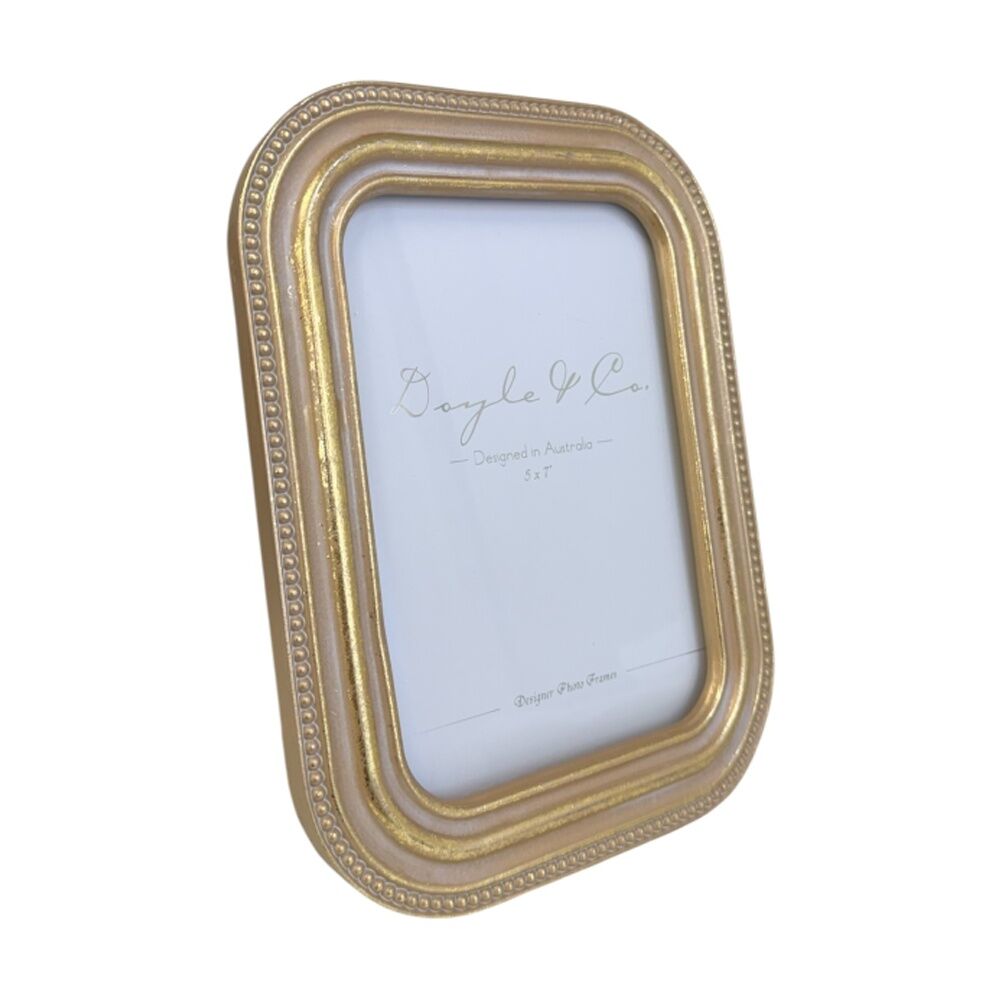 2PK SS Collective Gold Ridged Textured Beaded Rectangle Photo Frame 5x7