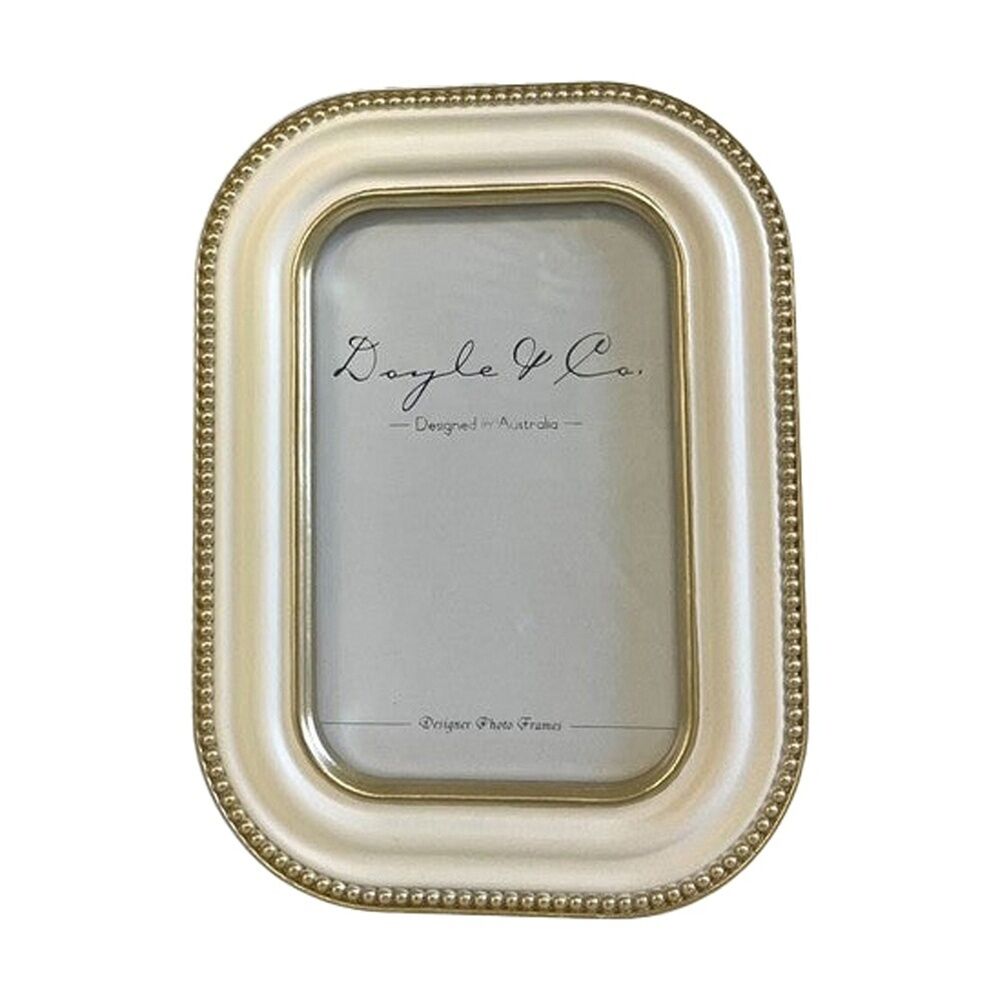 2PK SS Collective Cream With Gold Beaded Textured Outline Photo Frame 4x6