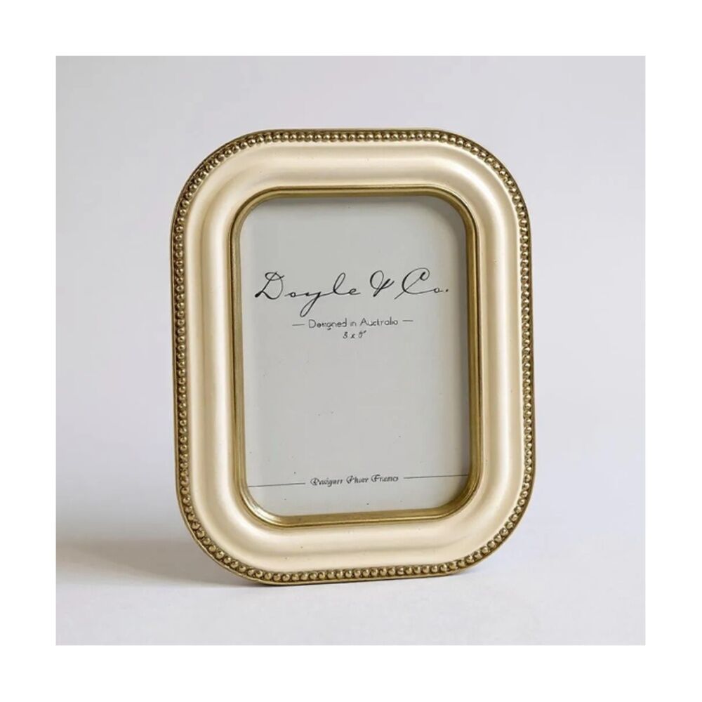 2PK SS Collective Cream With Gold Beaded Textured Outline Photo Frame 4x6