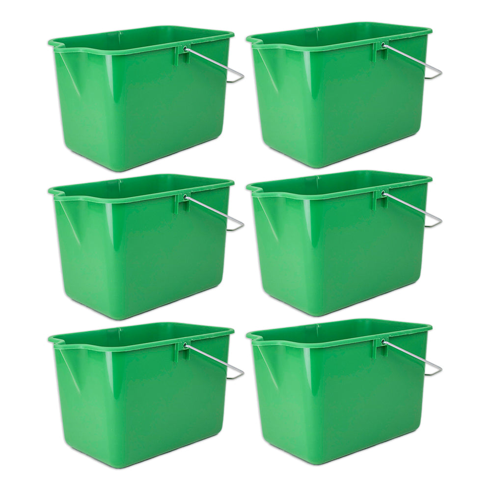 6PK Homeleisure Mop Bucket W/Lip 9L BP Green Kitchen Cooking