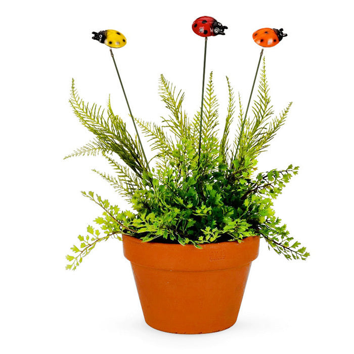 12x Garden 31x4cm Ladybugs On Stick w/ Plant Pot Decor Small - Assorted