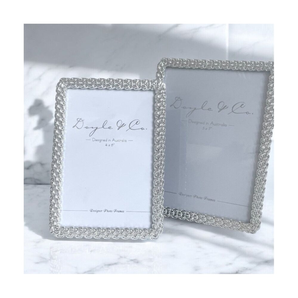 SS Collective Silver Textured Layered Petal Rectangle Photo Frame 5x7