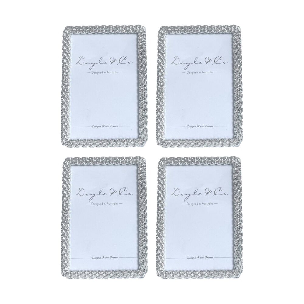 4PK SS Collective Silver Textured Layered Petal Rectangle Photo Frame 5x7