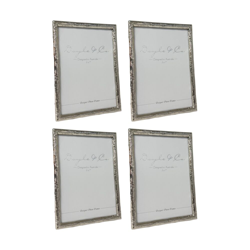 4PK SS Collective Silver Textured Drift Rectangle Photo Frame 5x7