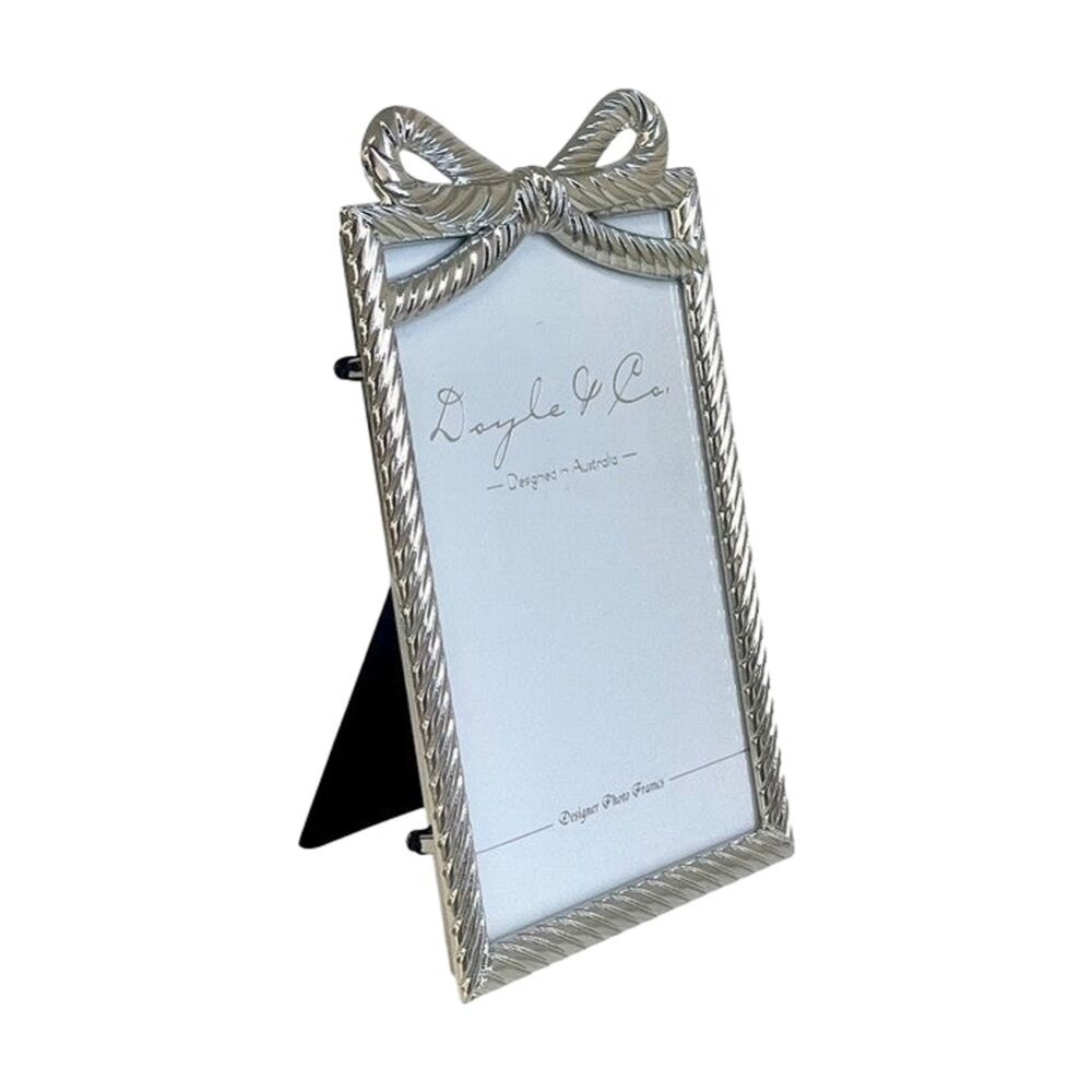 SS Collective Silver Flowing Bow Textured Rectangle Photo Frame 4x6
