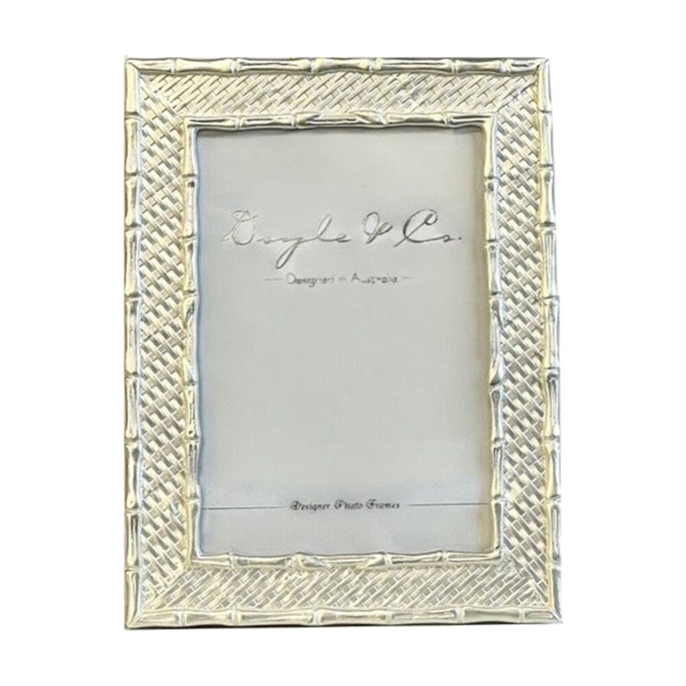 4PK SS Collective Pearl Silver Bamboo Weave Design Rectangle Photo Frame 4x6