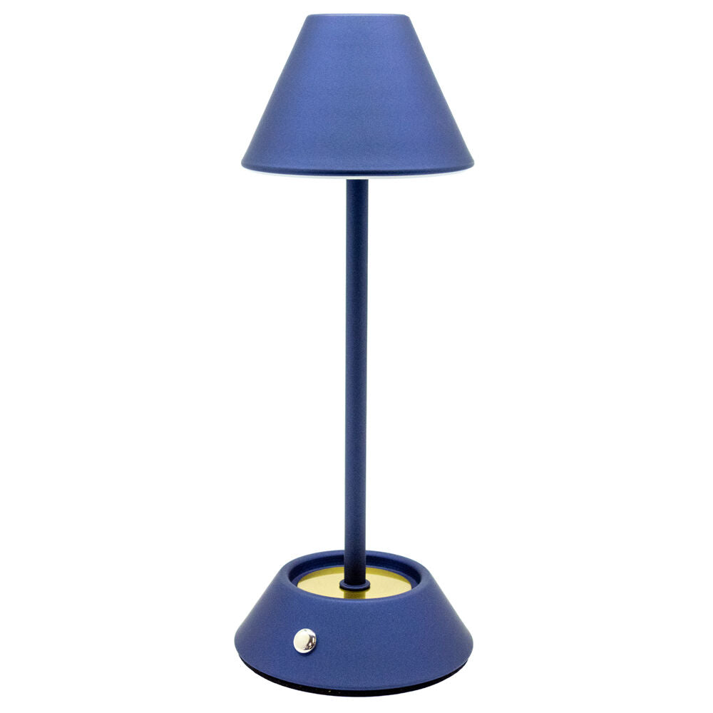 2PK Boyle Rechargeable LED Table Lamp with Cone Shade 10x10x28cm Matt Blue
