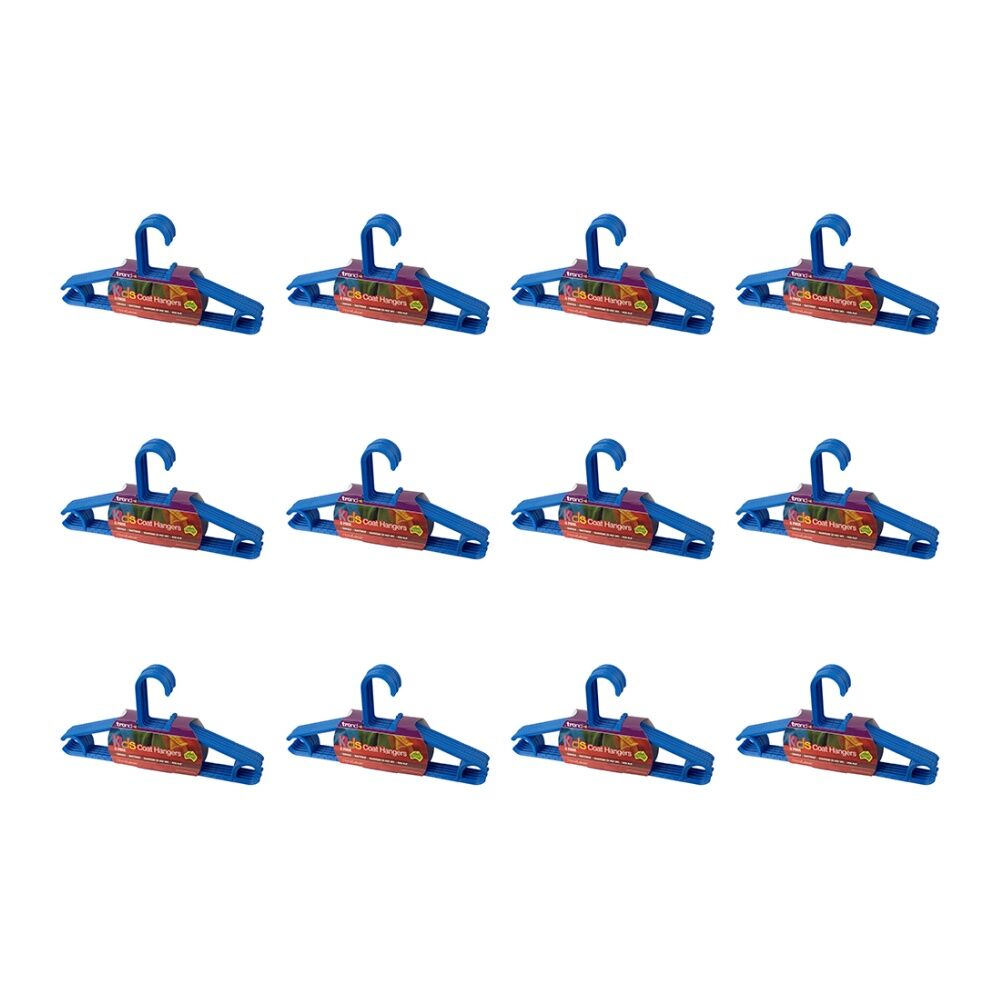 12PK 5pc Homeleisure Kids Clothes Coat Plastic Hanger Blue