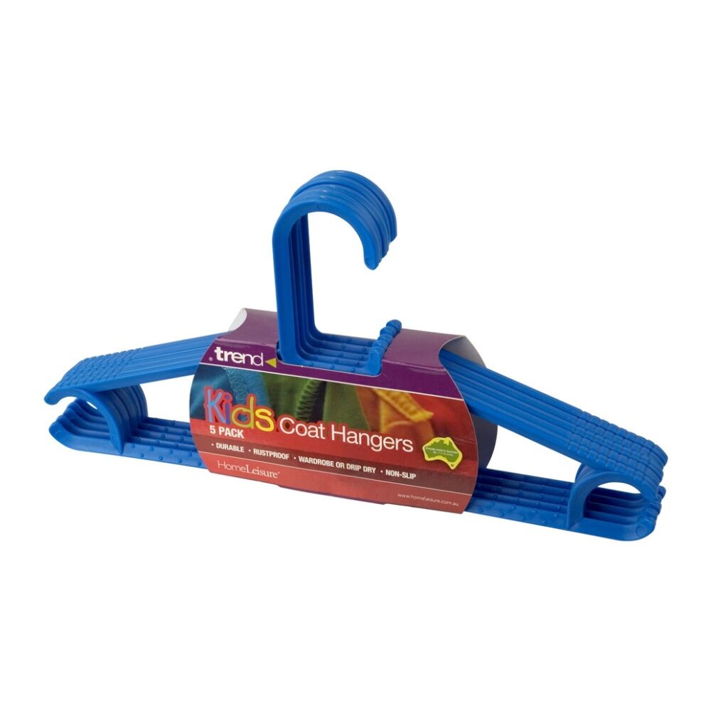 12PK 5pc Homeleisure Kids Clothes Coat Plastic Hanger Blue
