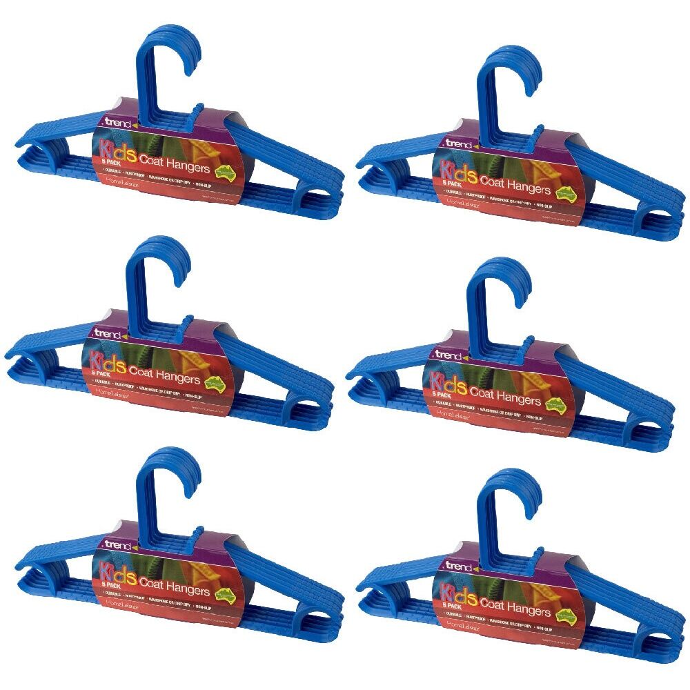 30pc Homeleisure Kids Clothes Coat Plastic Hanger Blue