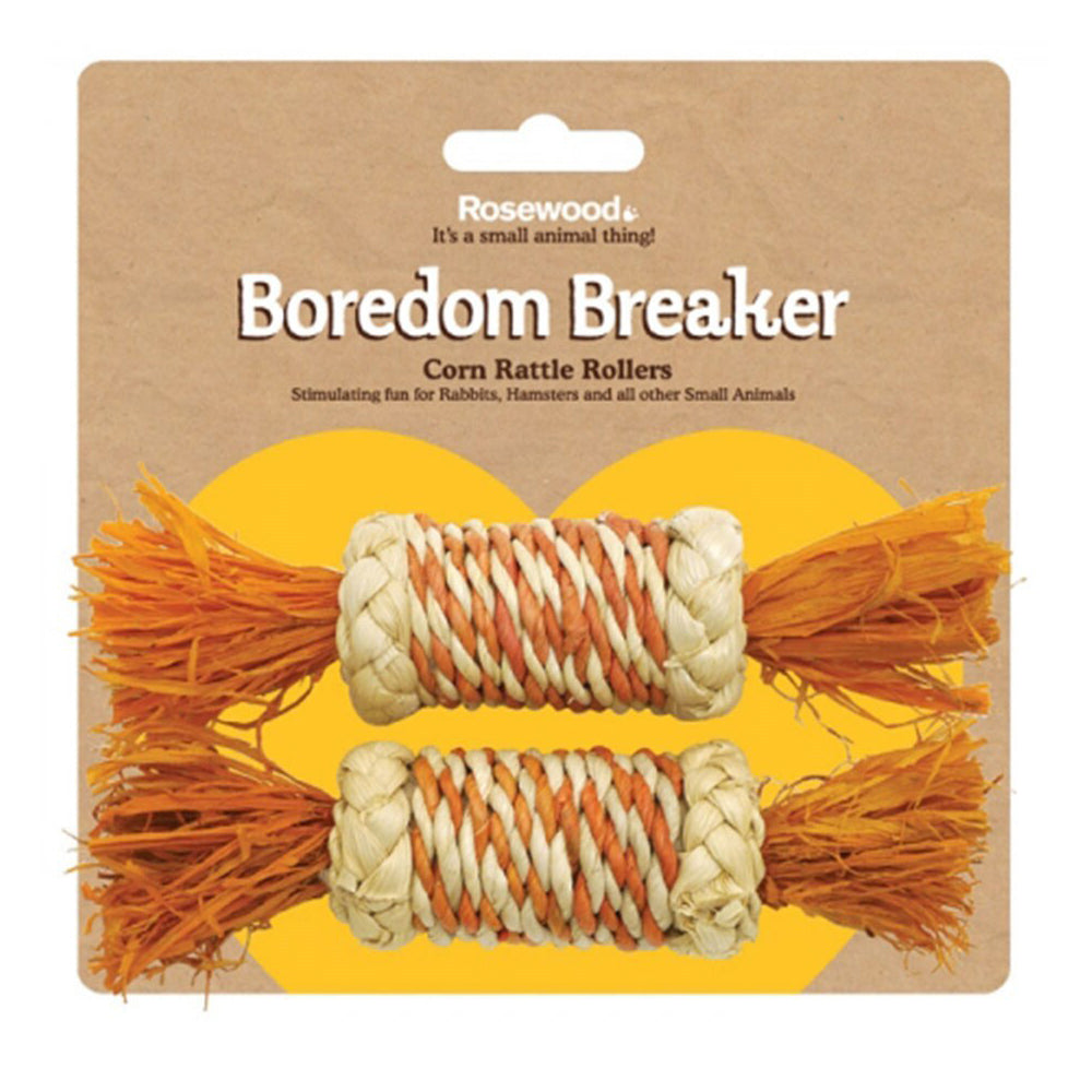 3PK Rosewood Corn Hamster/Gerbil Rattle Rollers Pet Activity Chew/Gnaw Toy Natural