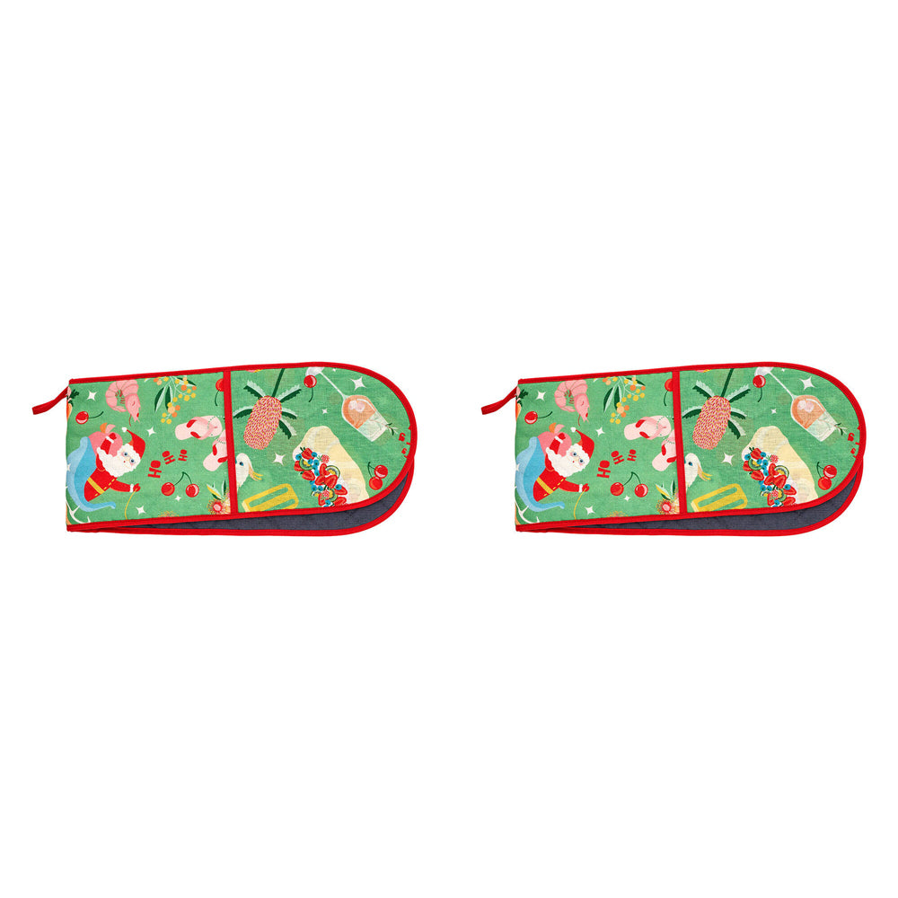 2PK Annabel Trends Linen Single Oven Mitt 82x18cm - Holiday Green