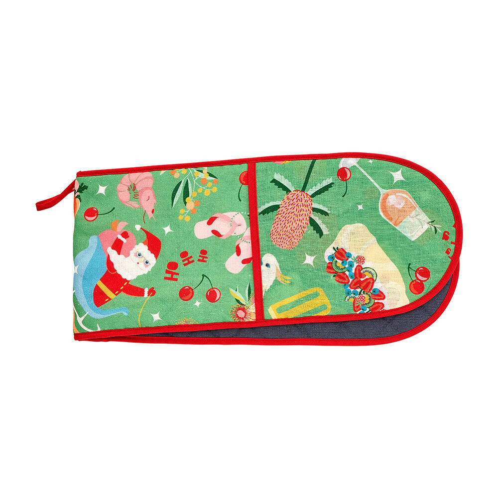 2PK Annabel Trends Linen Single Oven Mitt 82x18cm - Holiday Green