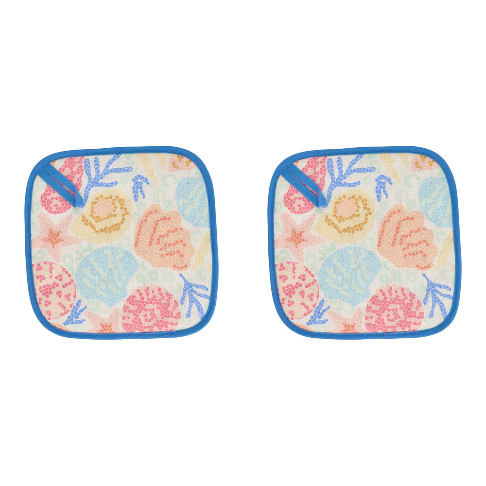 2PK Annabel Trends Linen Pot Holder Square 20cm - Shelly Beach