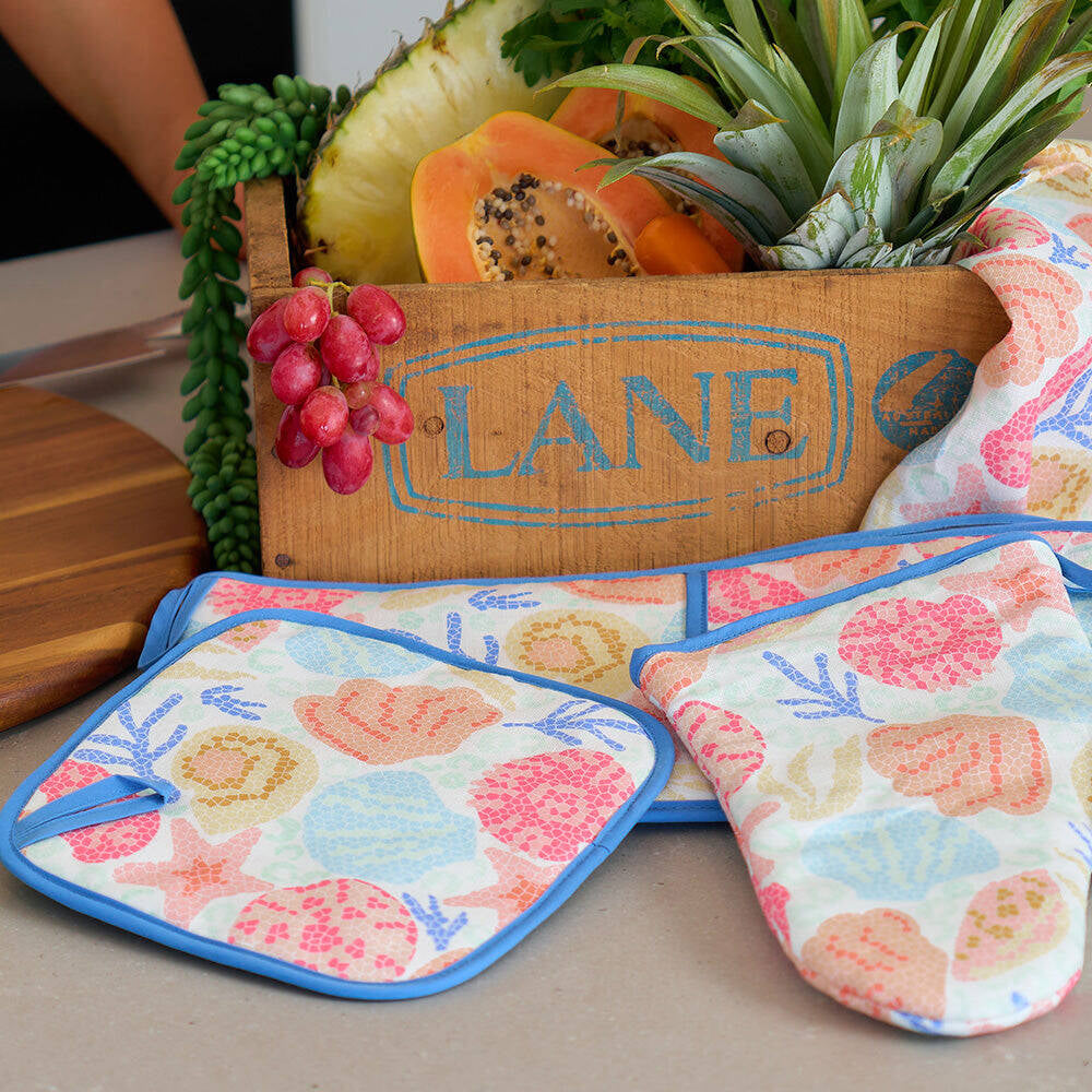 2PK Annabel Trends Linen Pot Holder Square 20cm - Shelly Beach