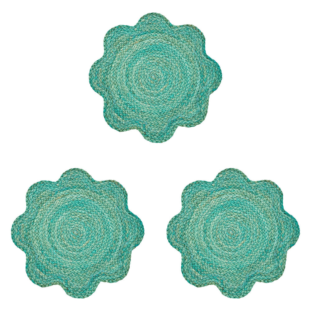 3PK Annabel Trends Wavy Dining Table Placemat 39cm - Aqua