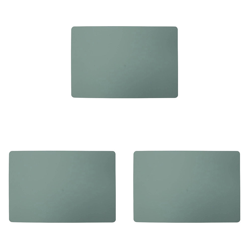 3PK Annabel Trends Recycled Leather Placemat 43.5x28.5cm Rectangle - Sage