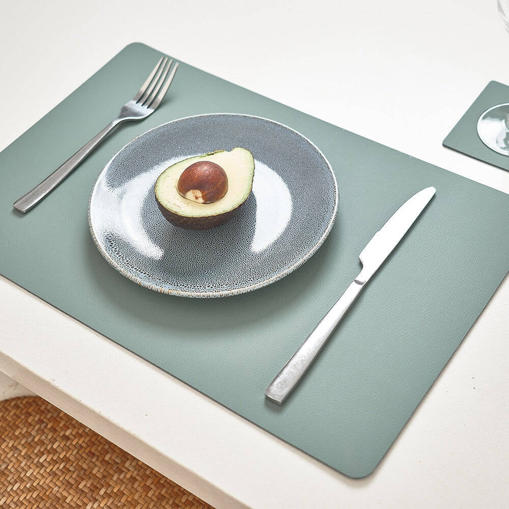 3PK Annabel Trends Recycled Leather Placemat 43.5x28.5cm Rectangle - Sage