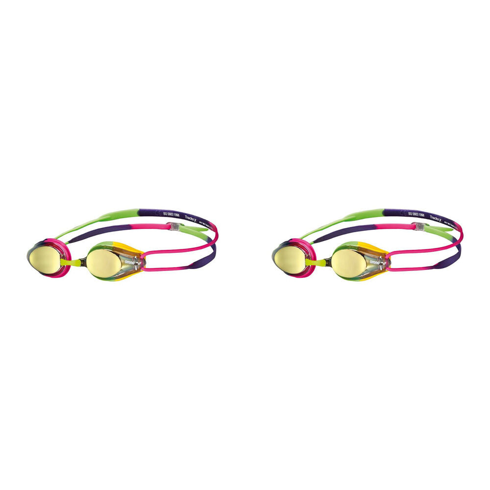 2PK Arena Tracks Junior Mirror Goggles Swimming Eye Protection Violet/Fuchsia/Green