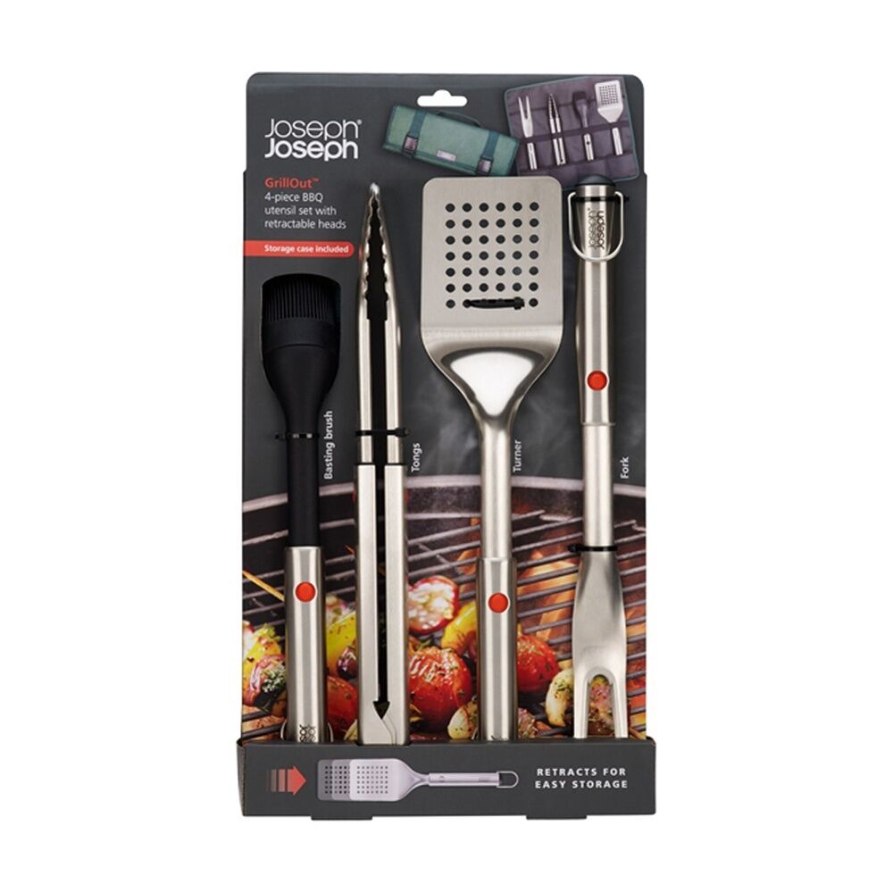 4pc Joseph Joseph GrillOut BBQ Utensil Set With Carry Case Stainless steel