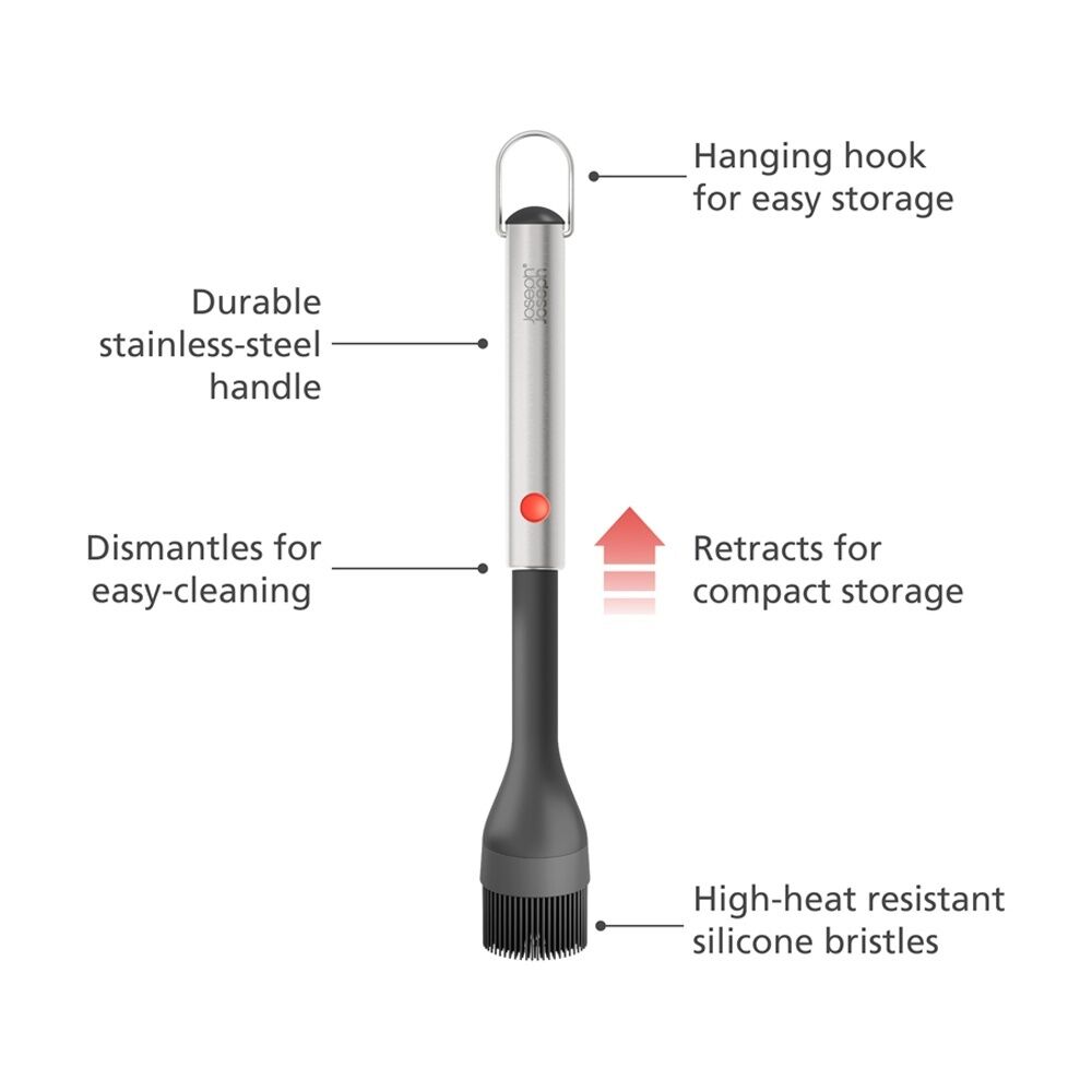 2PK Joseph Joseph GrillOut BBQ Basting Brush With Retractable Handle Steel