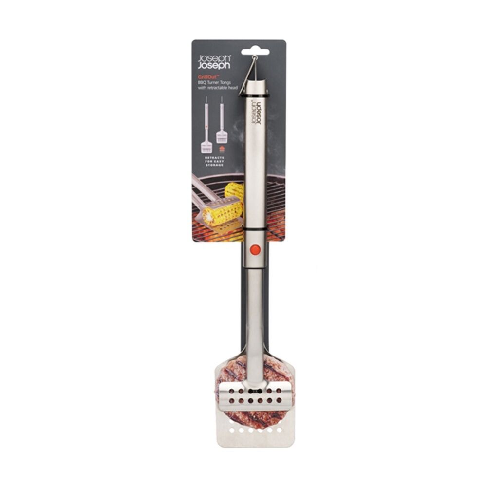 2PK Joseph Joseph GrillOut BBQ Turner Tongs Retractable & Easy Clean Steel