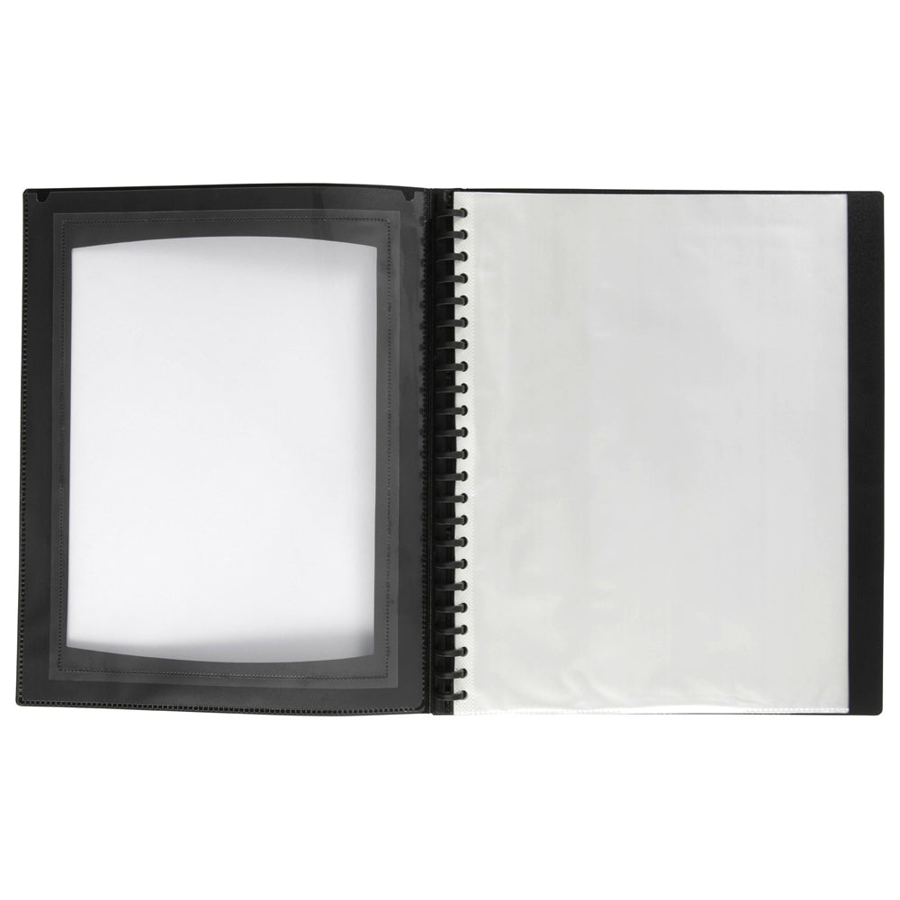 3PK Marbig Pro 20-Pocket A4 Refillable Display Book w/ Frame - Black