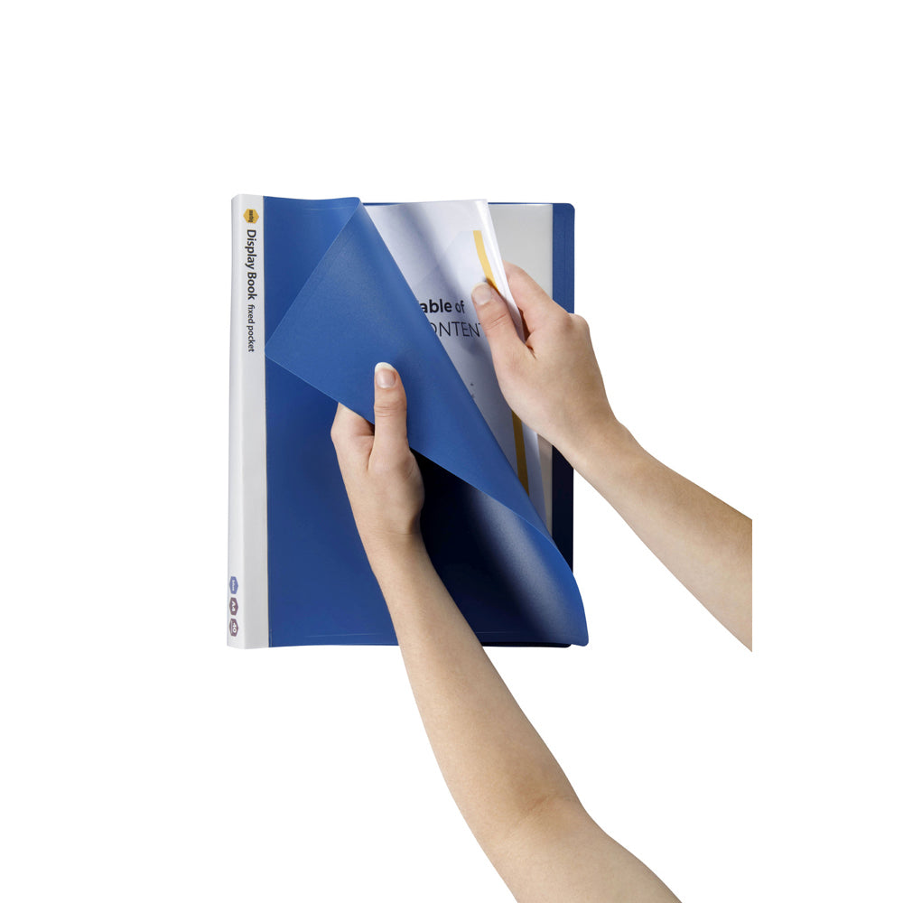 4PK Marbig 40 Fixed Pocket A4 Document Display Book - Blue