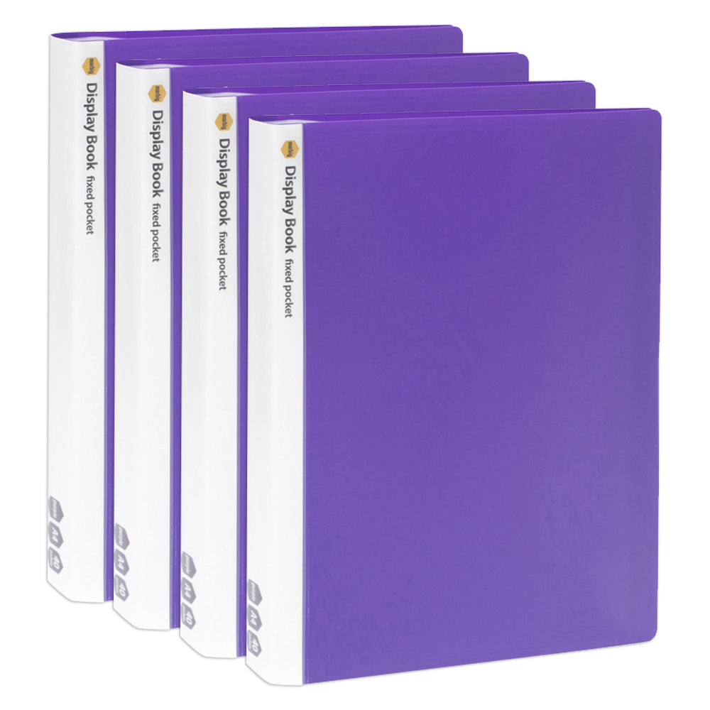 4PK Marbig 40-Pocket Non-Refillable Document Display Book - Purple