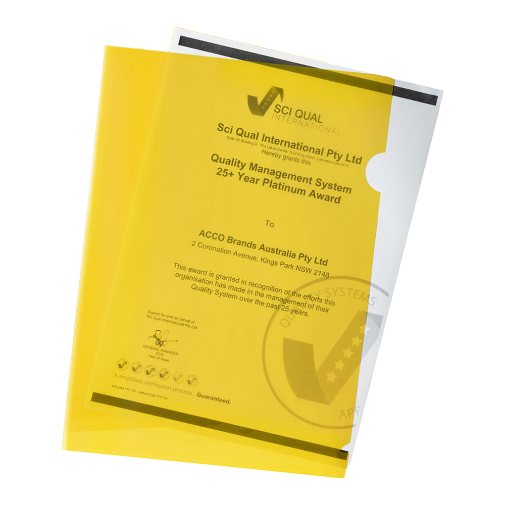 3PK 10pc Marbig PP Ultra Letter File A4 Document Folder - Yellow