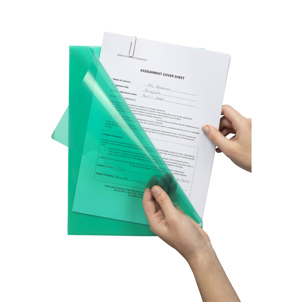 25PK Marbig PP Ultra Letter File A4 Document Folder - Green